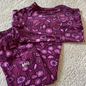 REI Kids Plum and Pink Floral base layer Set